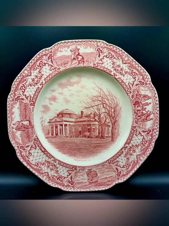 Other - Red “Colonial Times Monticello” Decorative Dinner Plate by Crown Ducal